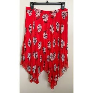 ABERCROMBIE & FITCH |Red Floral Pleated Midi Skirt